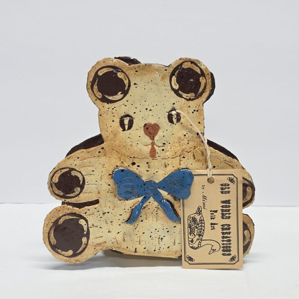 VTG 1990 Old World Creations Metal Teddy Bear Candle Holder Folk Art By Mimi NWT